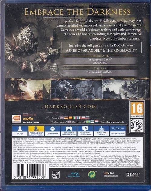 Dark Souls 3 - Game of the Year edition - PS4 (B-Grade) (Genbrug)